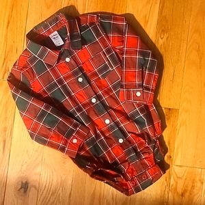 Carter's Lg Slv Plaid Button Down Cotton Onesie. Sz 18M. Red/Green NWOT